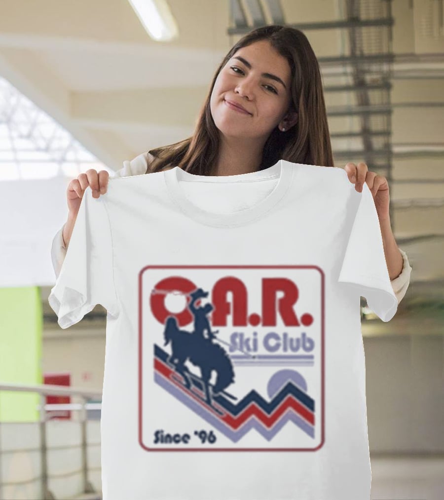 O.A.R. Ski Club Since 1996 Retro Design With Skier And Sun Motif T-Shirt
