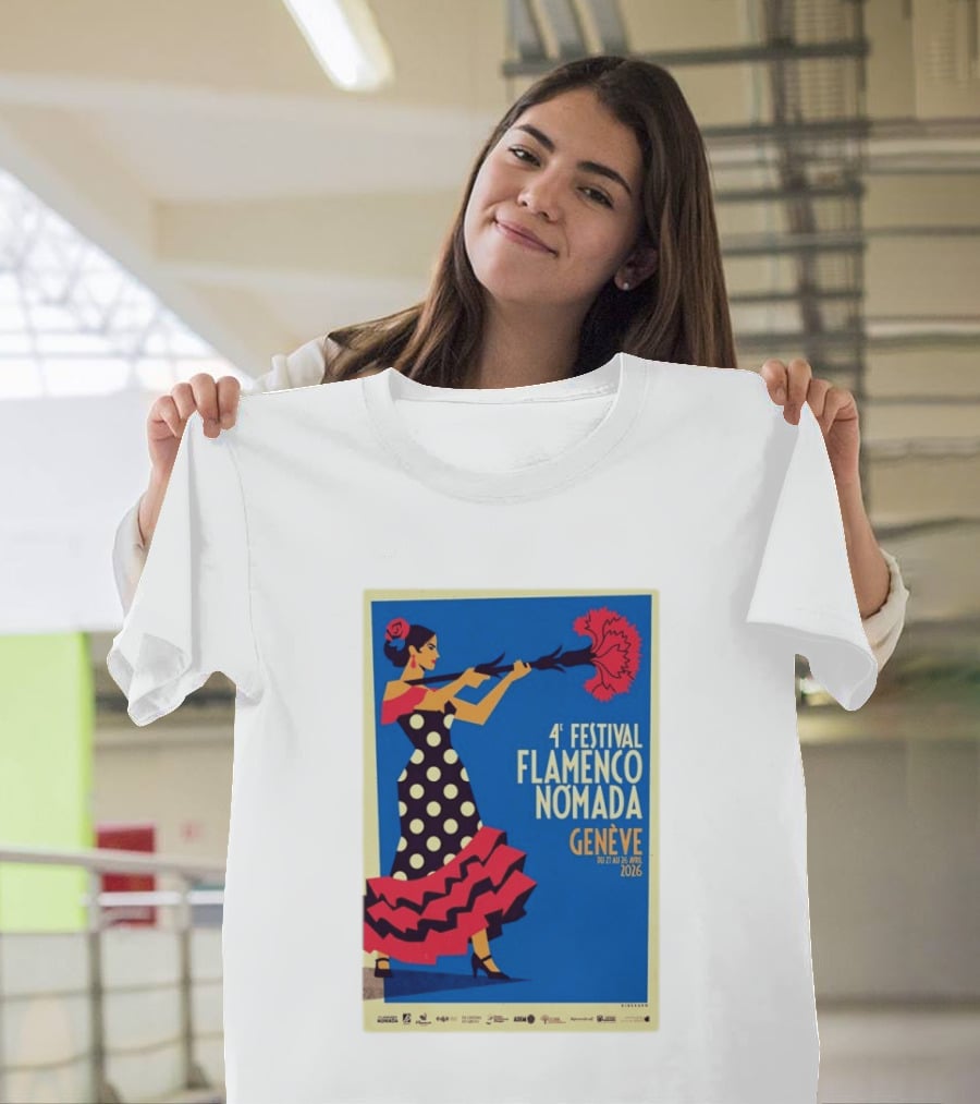 4º Festival Flamenco Nómada Genève 2026 Jan 27 April 26 Flamenco Dancer Polka Dot Dress T-Shirt