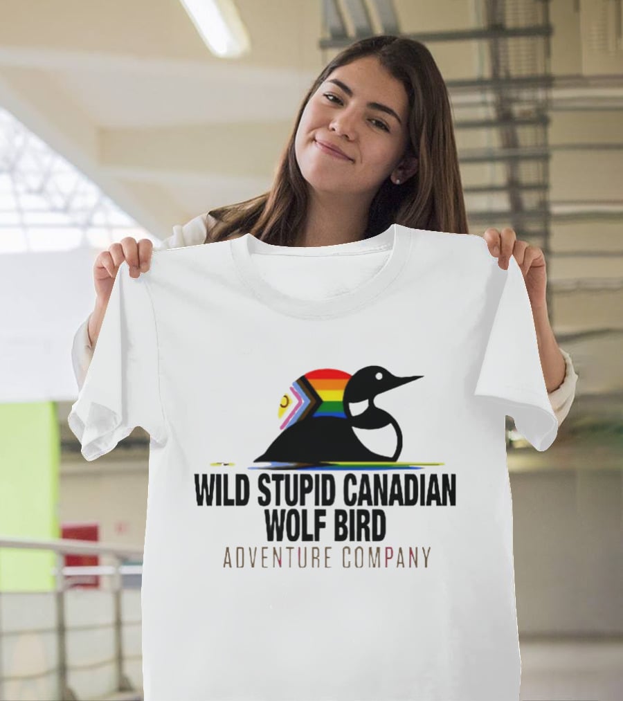 Rainbow Canadian Wolf Bird Adventure Company T-Shirt