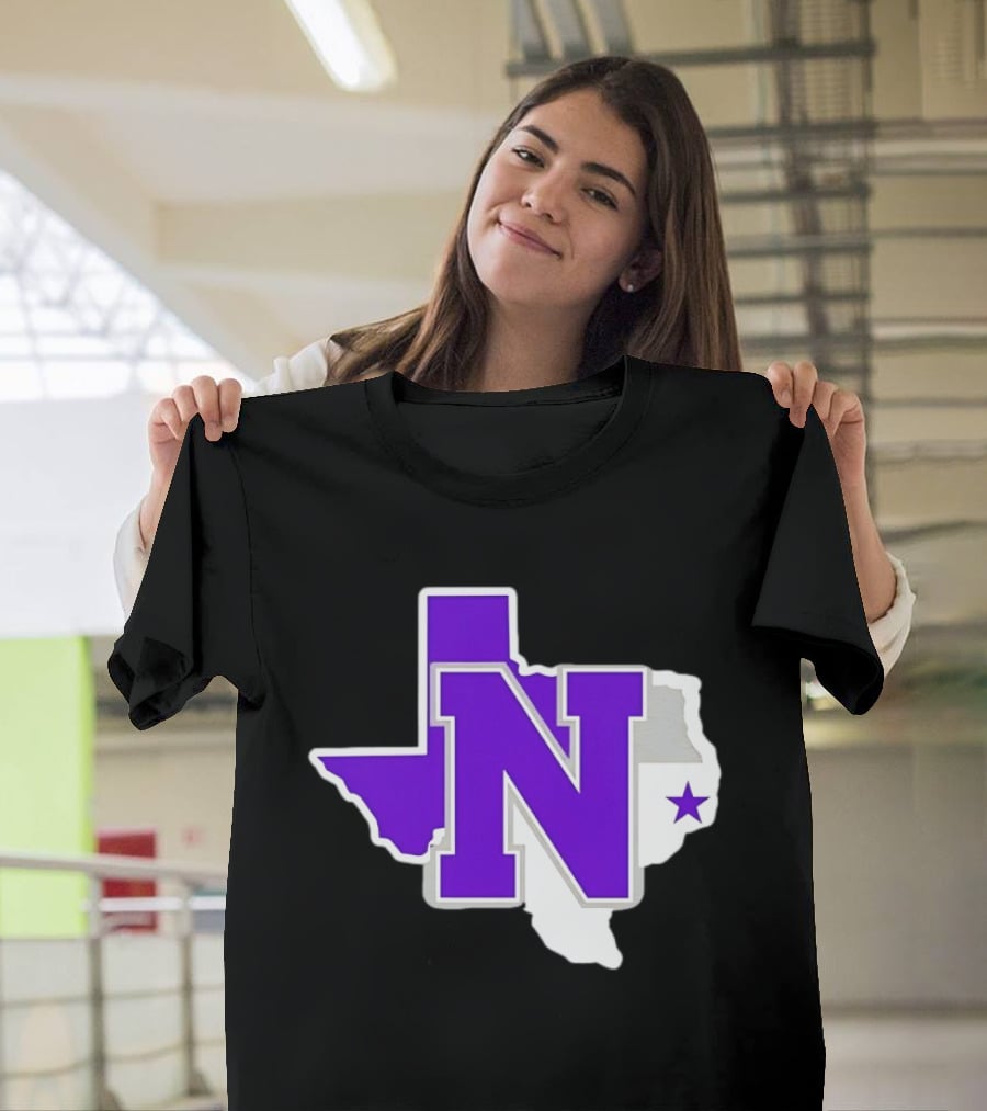 Norton High School Football Texas Map Purple N Star T-Shirt