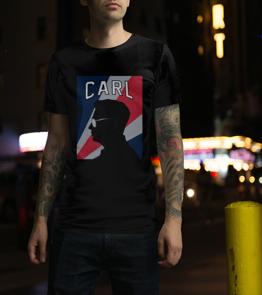 CARL Silhouette With Red And Blue Angled Stripes T-Shirt