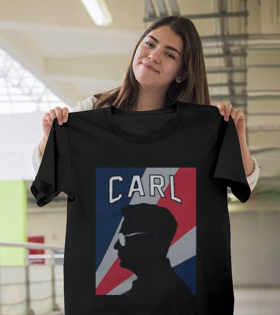 CARL Silhouette With Red And Blue Angled Stripes T-Shirt