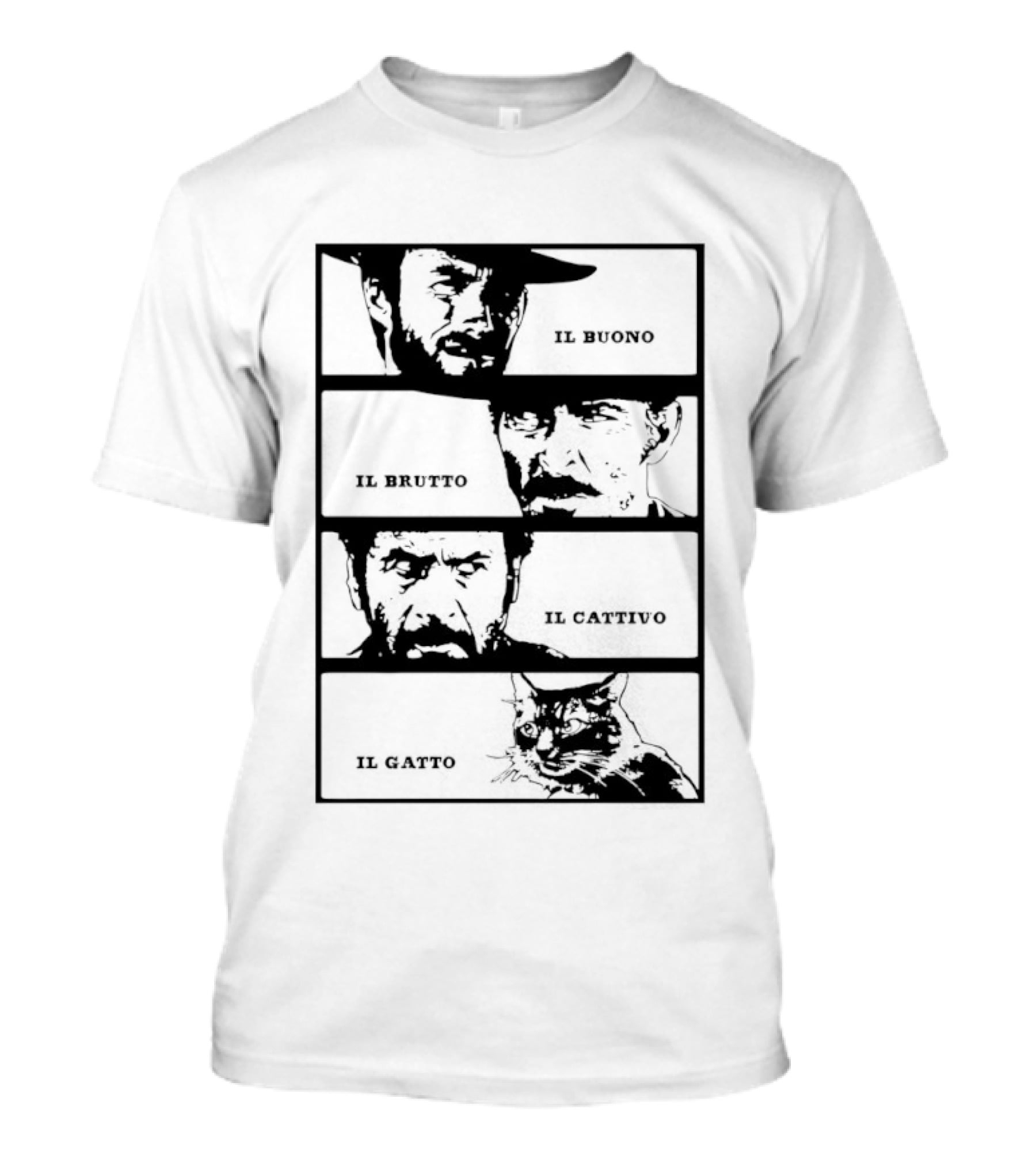 Four Amigos Il Buono Il Brutto Il Cattivo Il Gatto Classic Movie T-Shirt