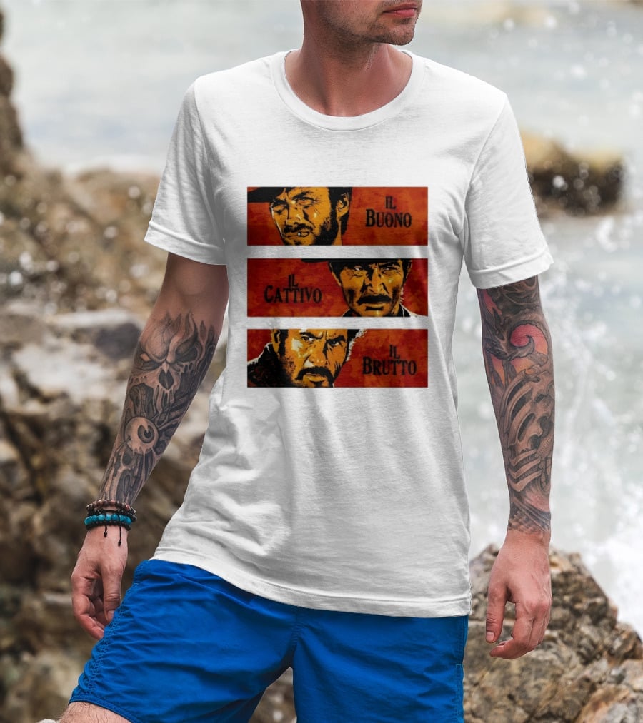 IL Buono IL Brutto IL Cattivo Spaghetti Western Iconic Characters T-Shirt