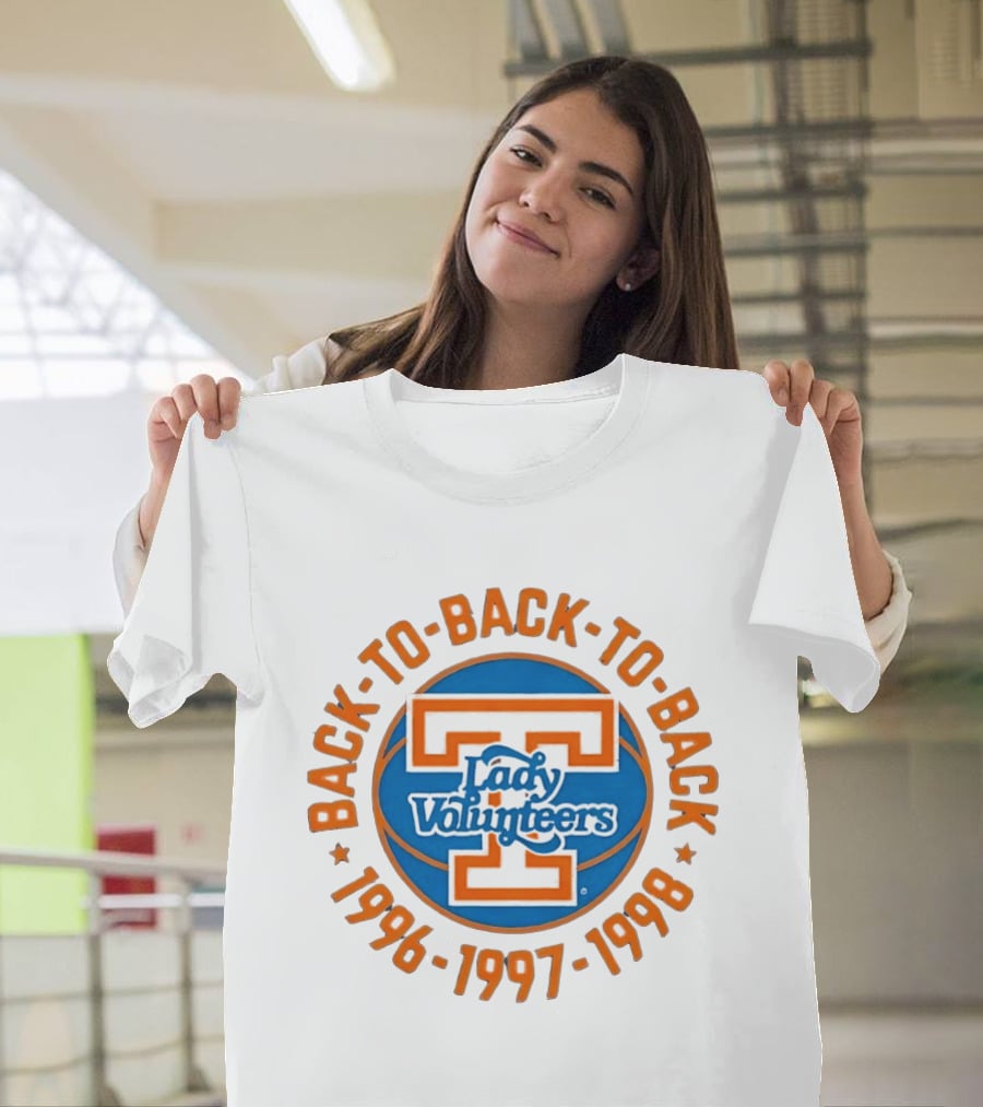 Tennessee Lady Volunteers Back To Back Champions 1996 1997 1998 T-Shirt
