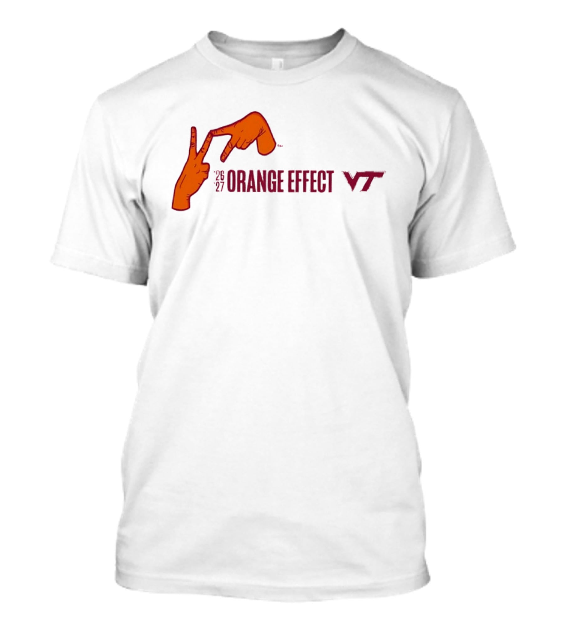 Virginia Tech Hokies 2026 2027 Orange Effect Hand Sign VT T-Shirt