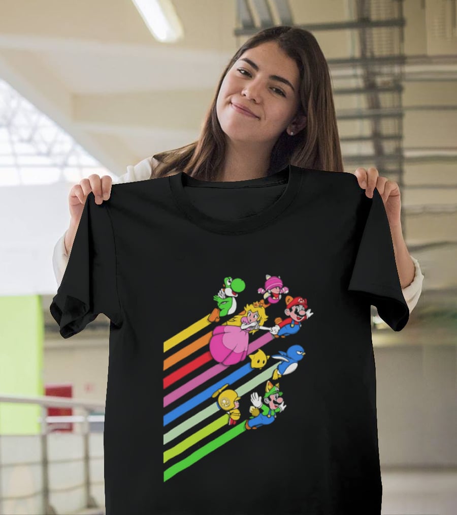 Super Mario Yoshi Princess Peach Rainbow Flight Adventure T-Shirt