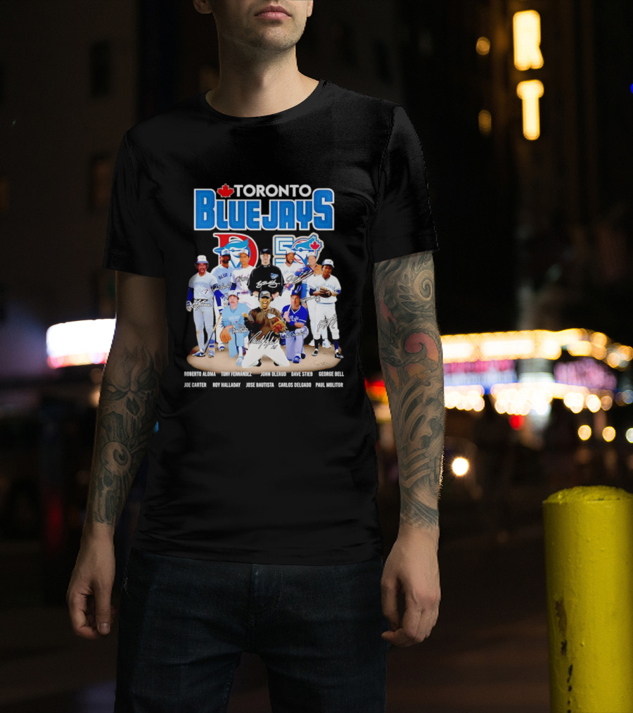 Toronto Blue Jays Alomar Fernandez Olerud Stieb Bell Carter Halladay Bautista Delgado Molitor Signatures MLB Legends T-Shirt