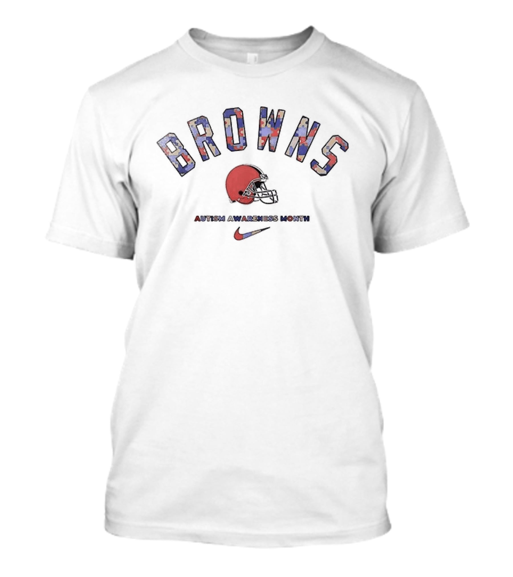 Cleveland Browns Autism Awareness Month Puzzle Print Browns T-Shirt