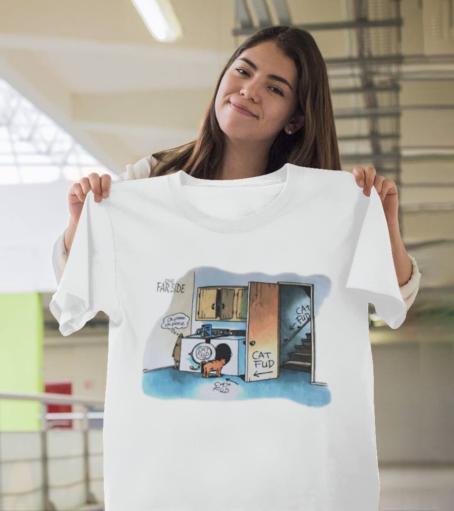 The Far Side Cat Fud Dog Trap Cartoon T-Shirt