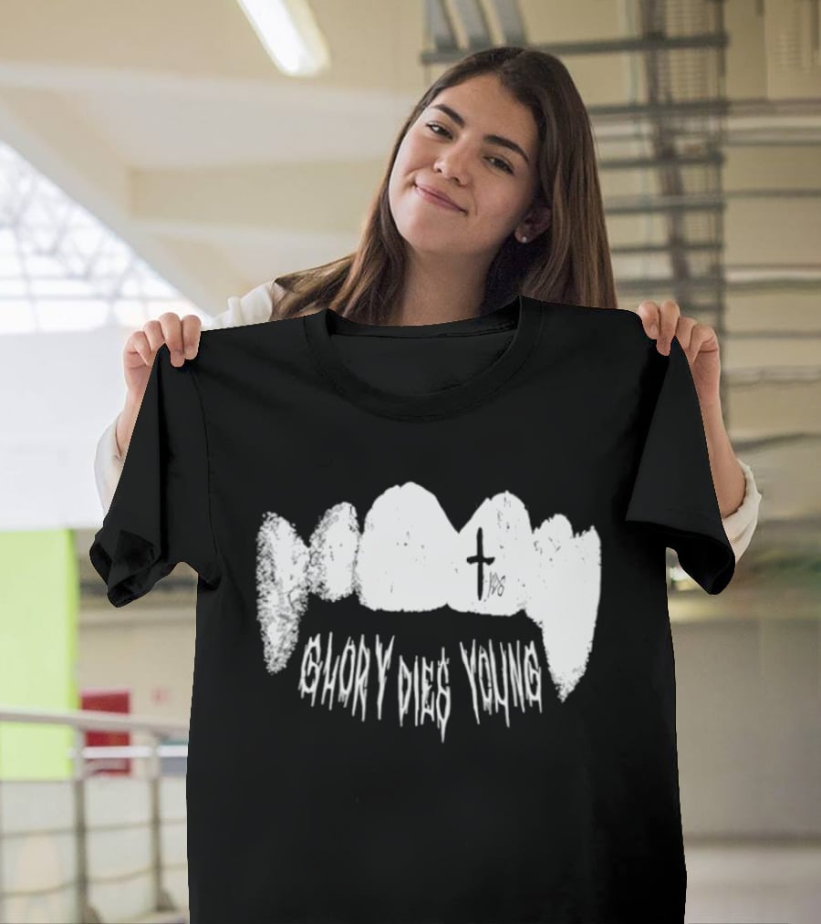 YDG Fang Glory Dies Young Teeth Graphic Cross T-Shirt