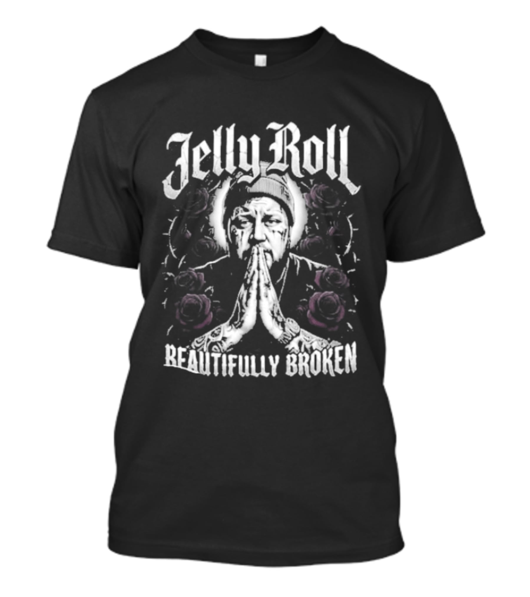 Jelly Roll Beautifully Broken Roses And Prayer Hands T-Shirt