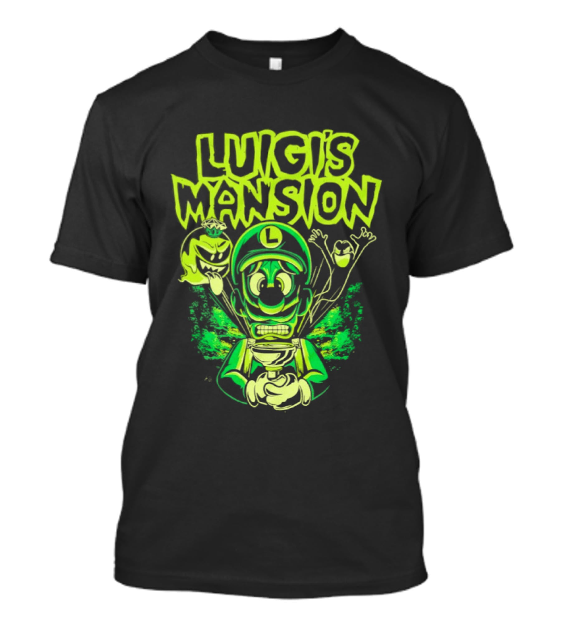 Luigi's Mansion Mario Game Character Neon Ghost T-Shirt