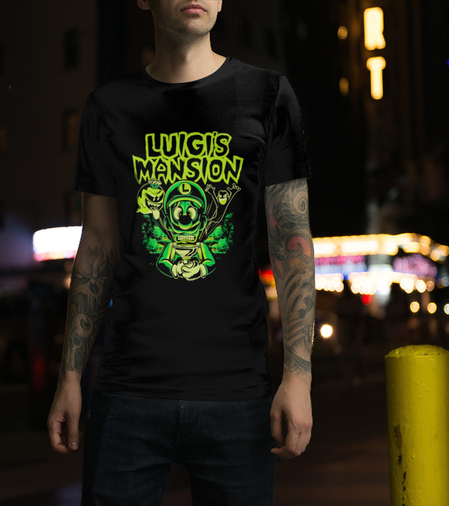 Luigi's Mansion Mario Game Character Neon Ghost T-Shirt