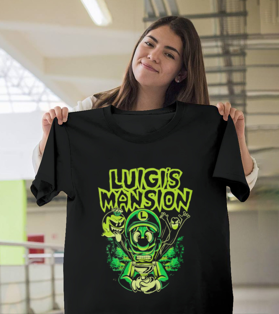 Luigi's Mansion Mario Game Character Neon Ghost T-Shirt