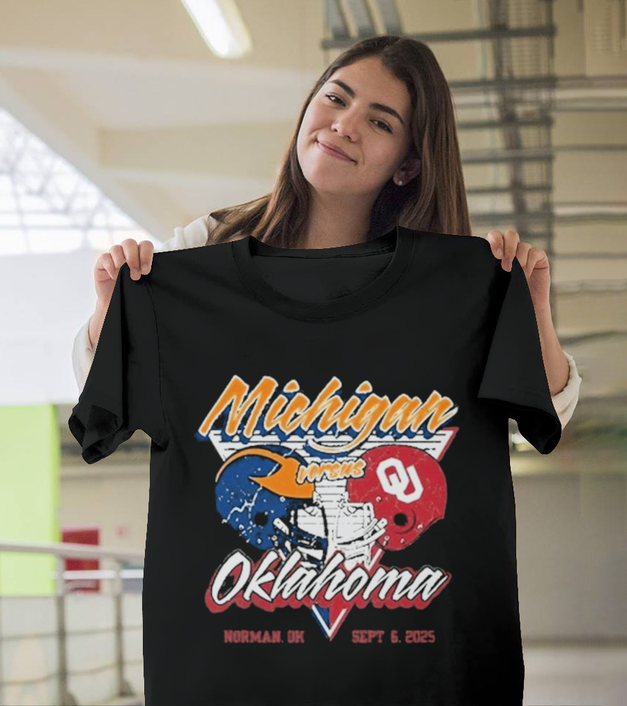 Michigan Wolverines Vs Oklahoma Sooners Football Gameday 2025 Norman SEPT 6 Sports Rivalry T-Shirt