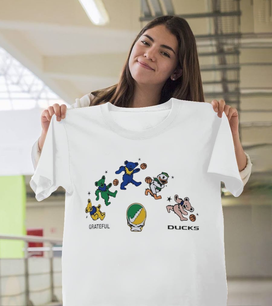 Grateful Dead Dancing Bears Oregon Ducks Basketball Collaboration T-Shirt