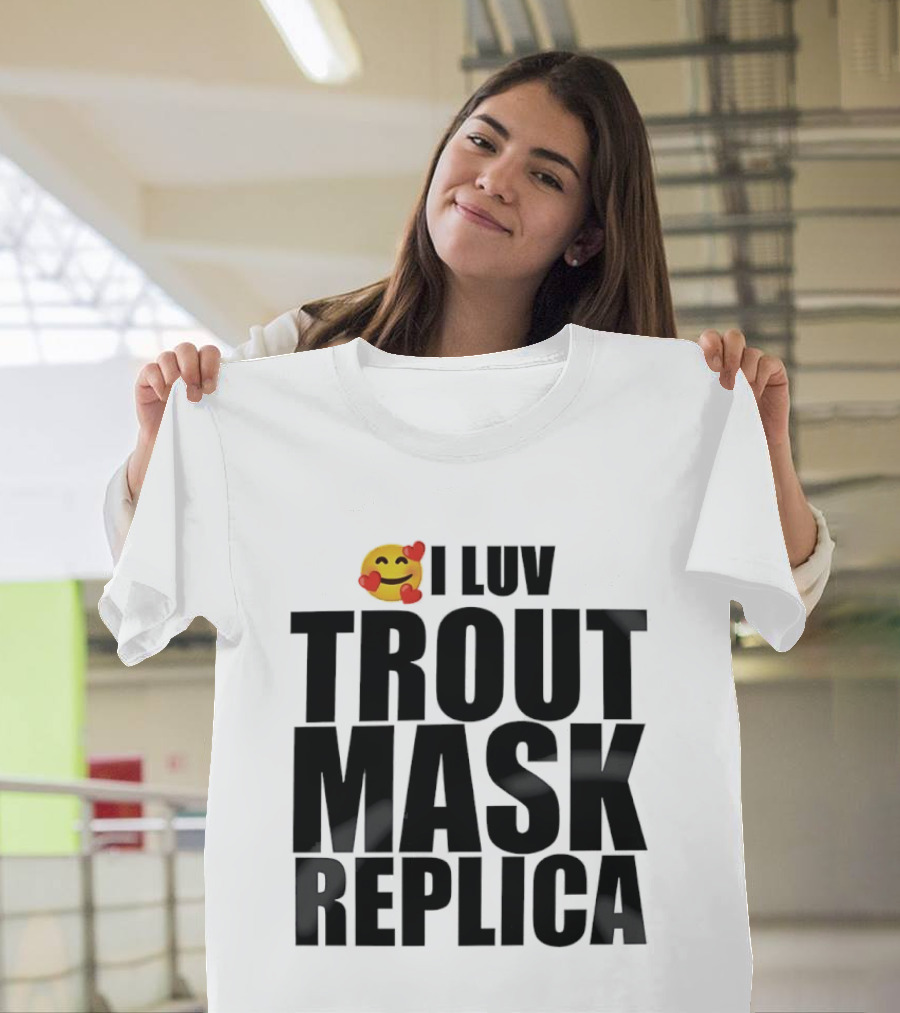 I Luv Trout Mask Replica Emoji Hearts T-Shirt