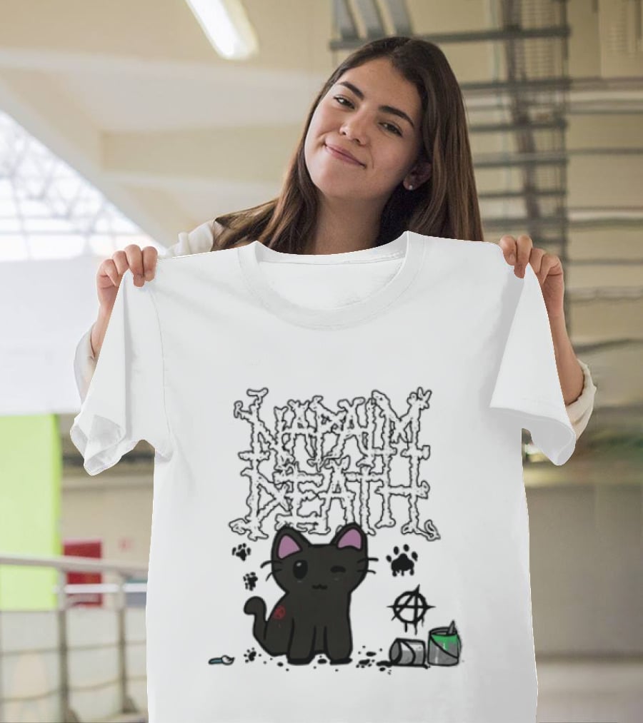 Napalm Death There Is No Authority But Cats Black Cat T-Shirt