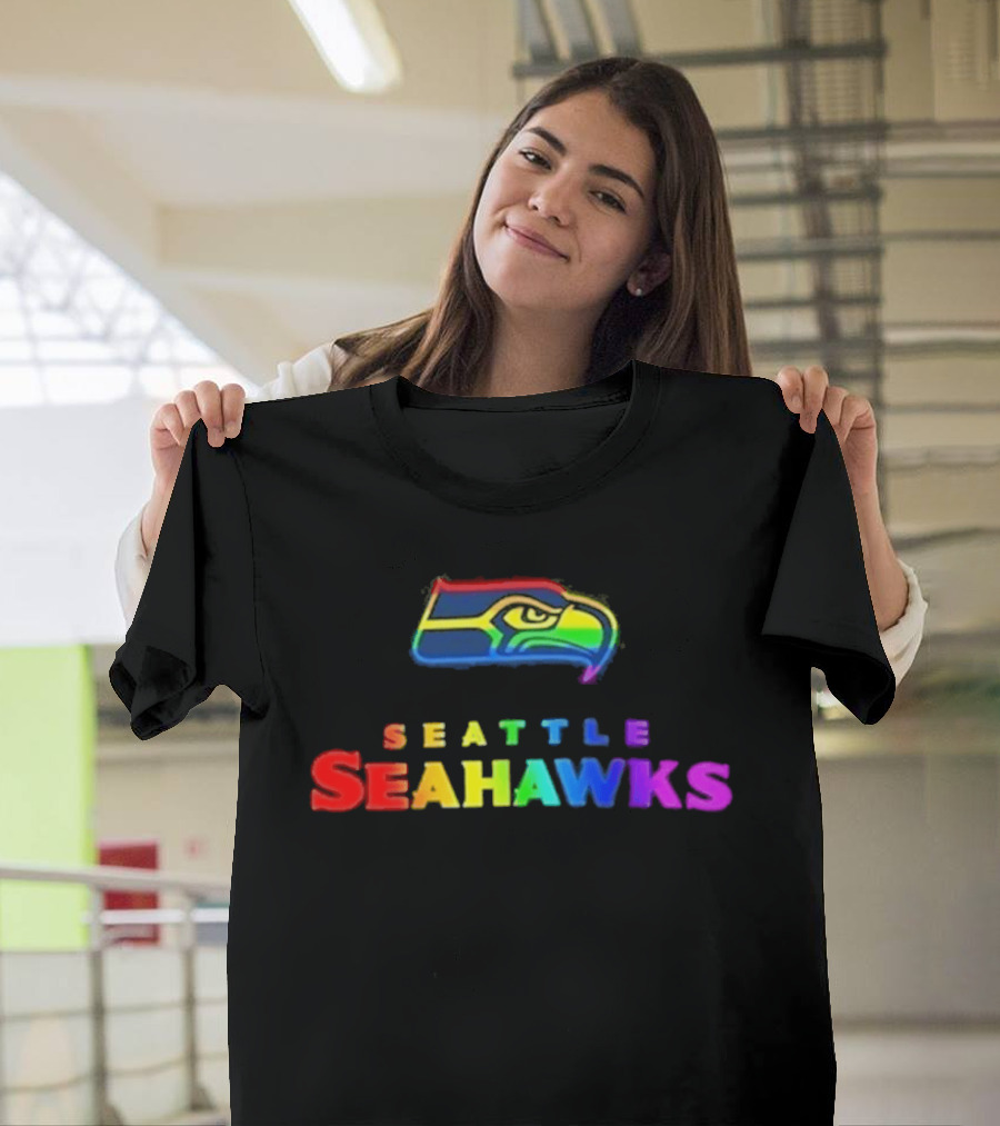Seattle Seahawks Rainbow Pride NFL Team Logo LGBTQ+ T-Shirt