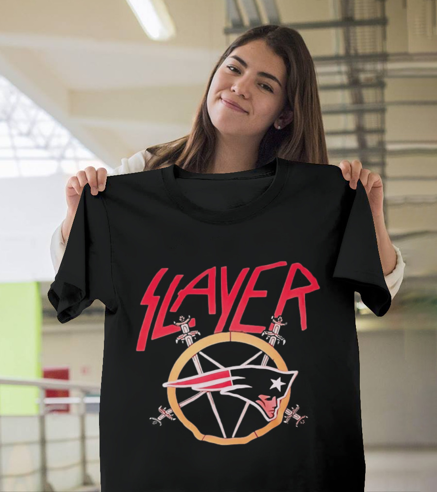 Slayer New England Patriots Collaboration Merchandising T-Shirt