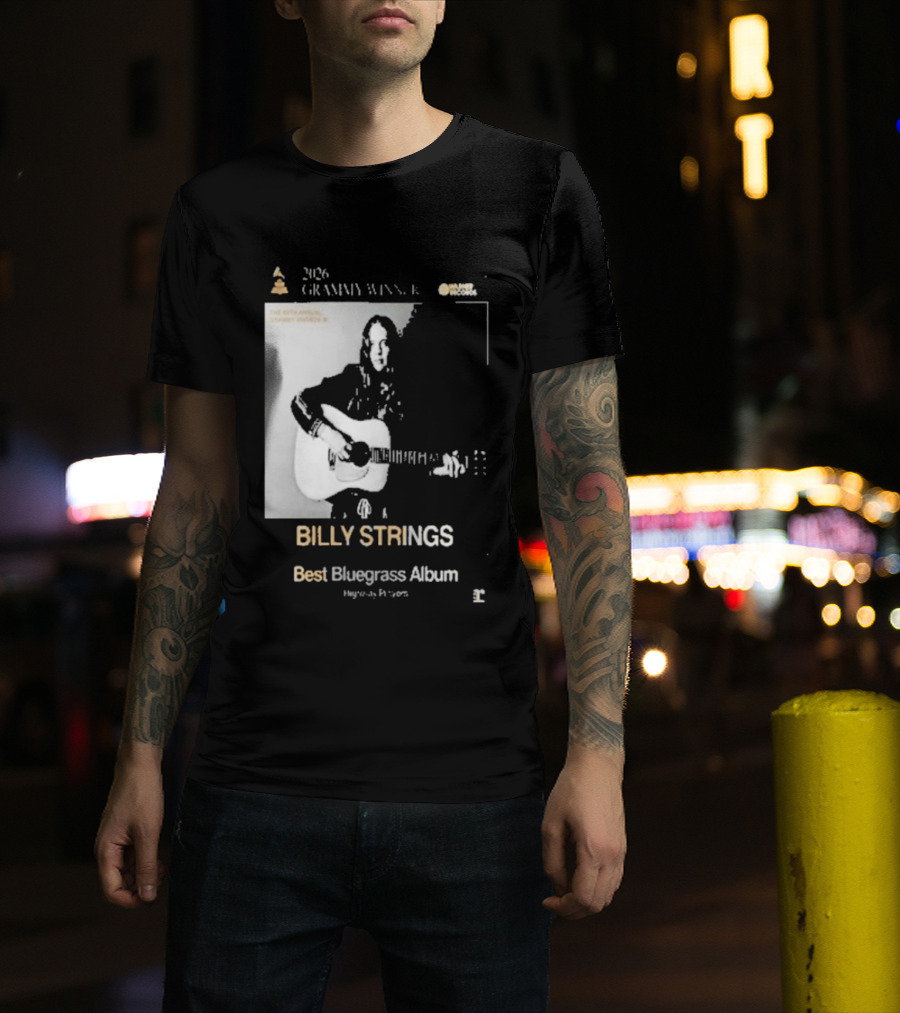 Billy Strings 2026 Grammy Winner Best Bluegrass Album Performance Acoustic Guitar T-Shirt
