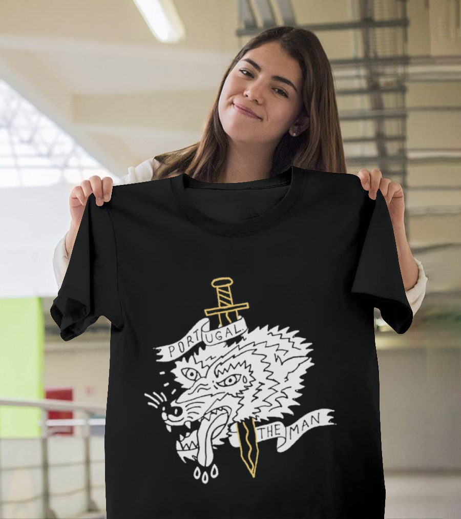 Portugal The Man Wolf Head Sword And Banner T-Shirt