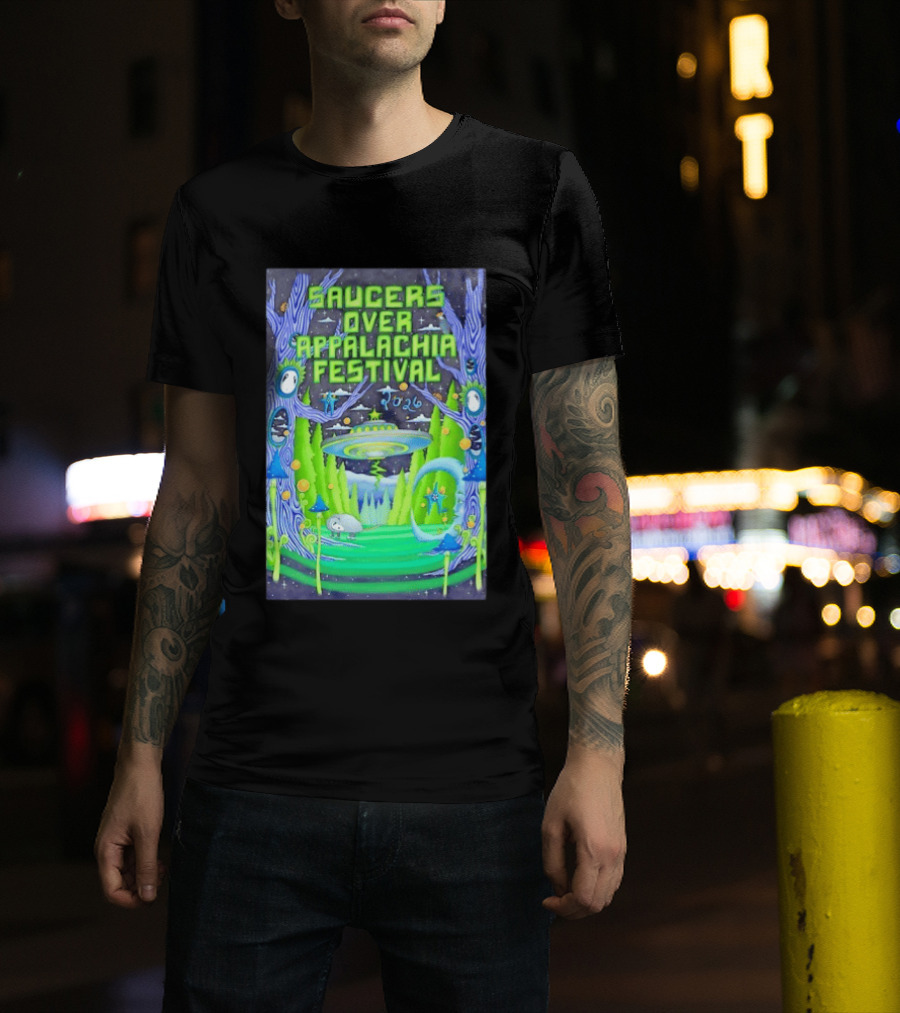 Saucers Over Appalachia Festival 2026 UFO Theme Bristol VA Jun 13 Forest Aliens T-Shirt