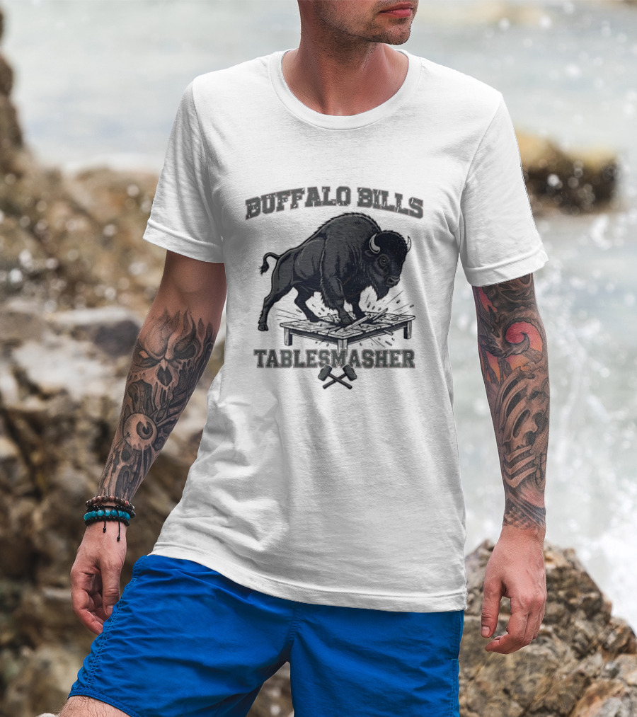 Buffalo Bills Table Smasher Buffalo Jumping Over Table T-Shirt