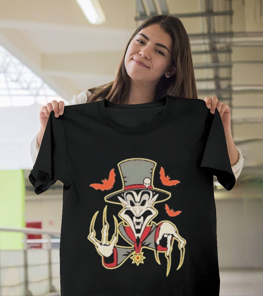 Insane Clown Posse Ringmaster Clown Top Hat Skeleton Bat Claws T-Shirt