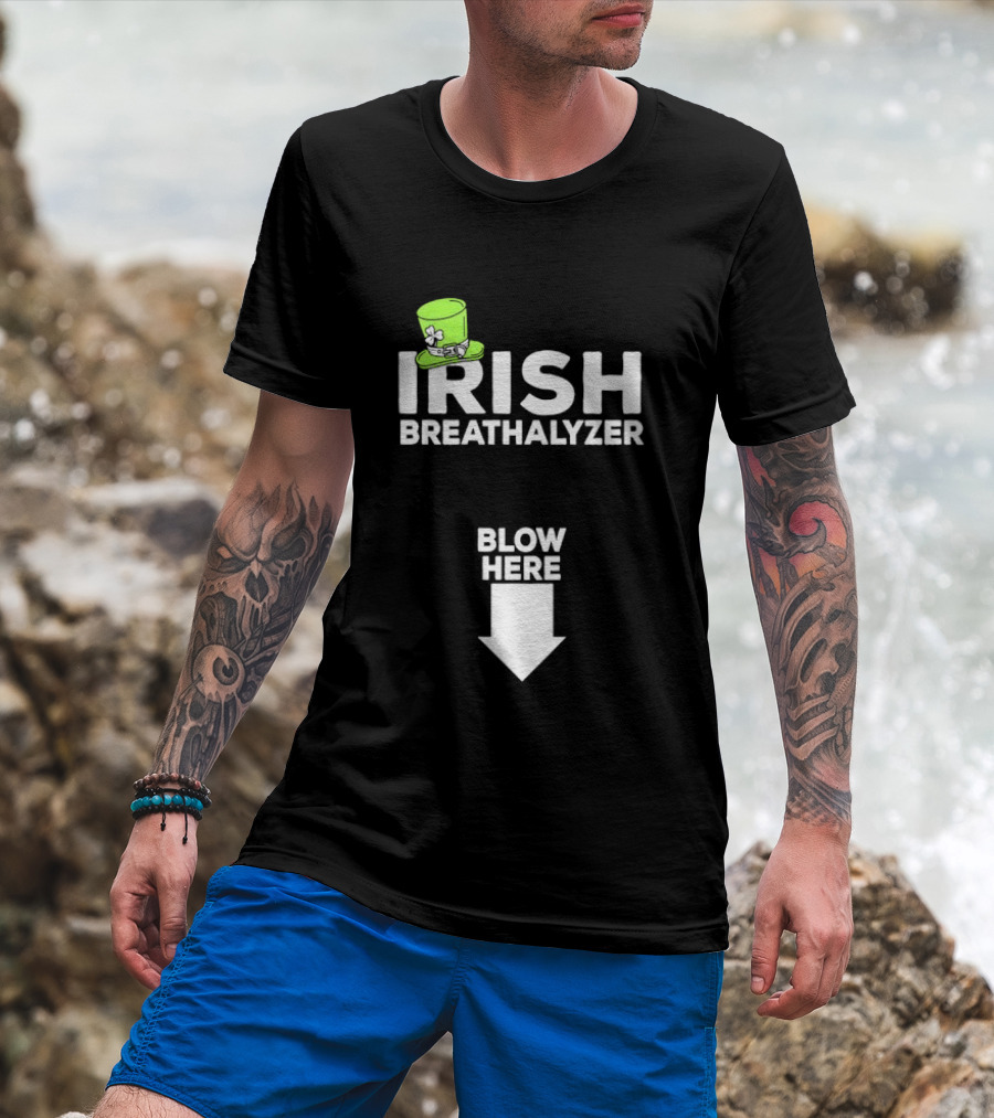 Irish Breathalyzer Blow Here St Patrick's Hat T-Shirt
