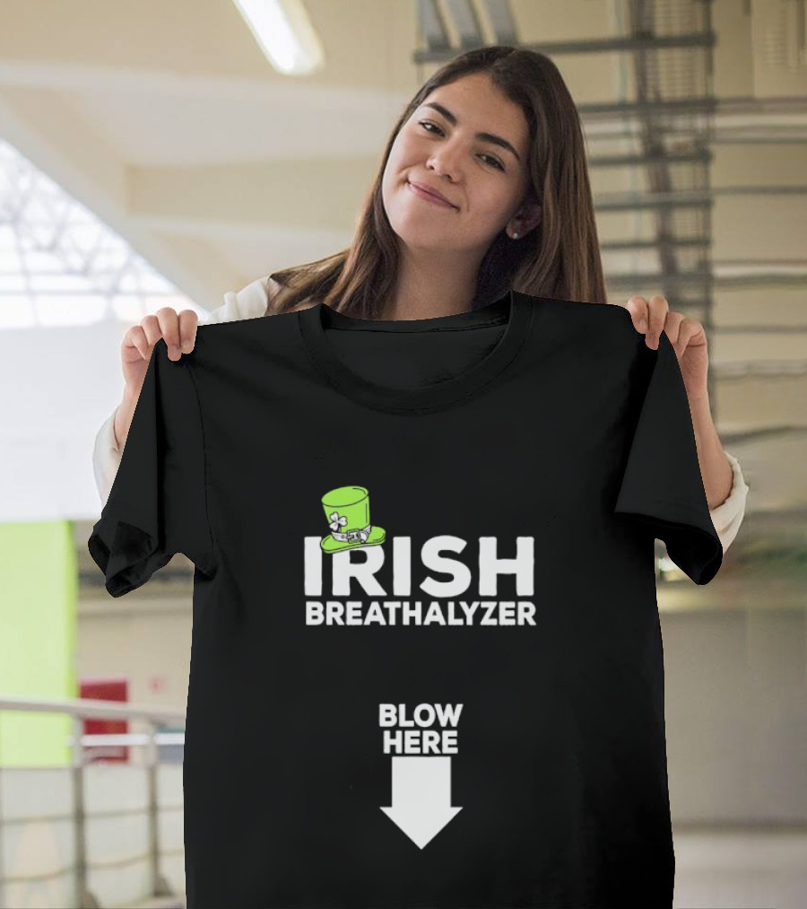 Irish Breathalyzer Blow Here St Patrick's Hat T-Shirt