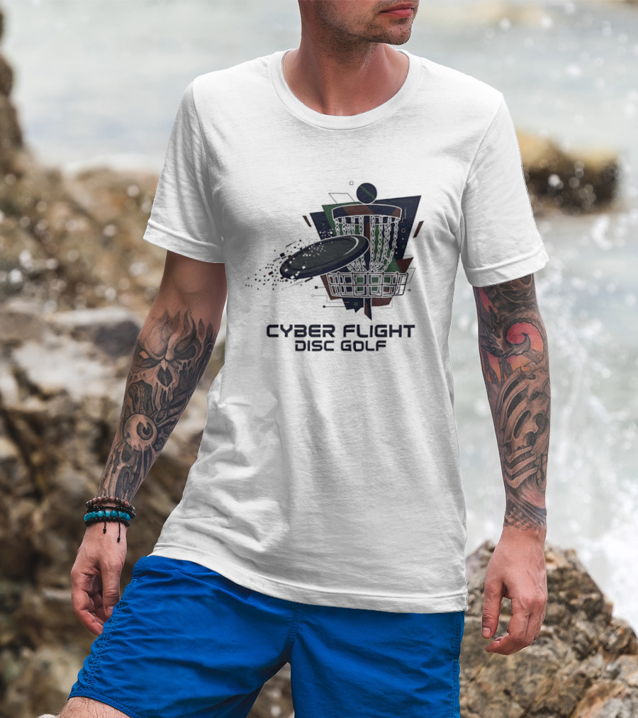 Cyber Flight Disc Golf Futuristic Basket T-Shirt