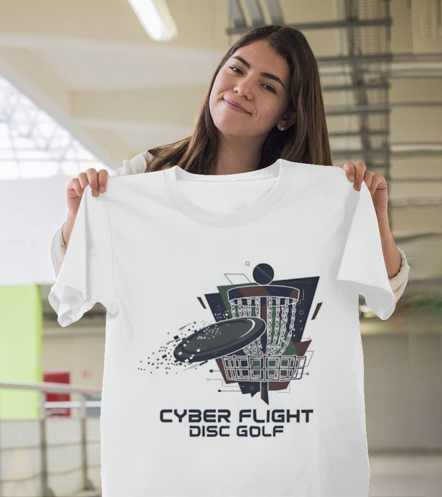 Cyber Flight Disc Golf Futuristic Basket T-Shirt