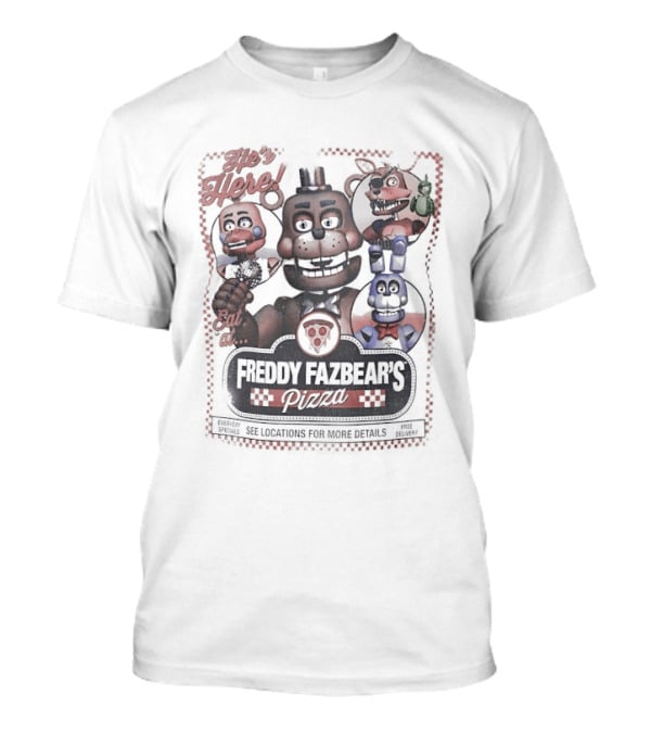 Five Nights At Freddy's He's Here Freddy Fazbear's Pizza Party T-Shirt