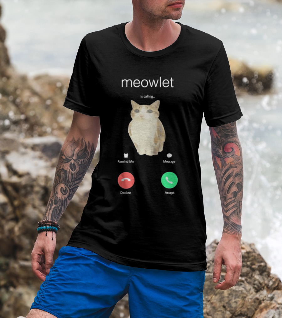Meowlet Is Calling Remind Me Message Decline Accept Cat Image T-Shirt
