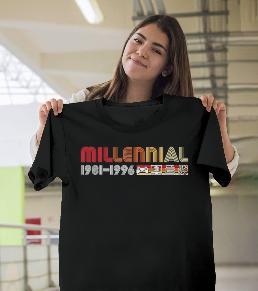 Millennial 1981 1996 Gamepad Computer Book Network T-Shirt