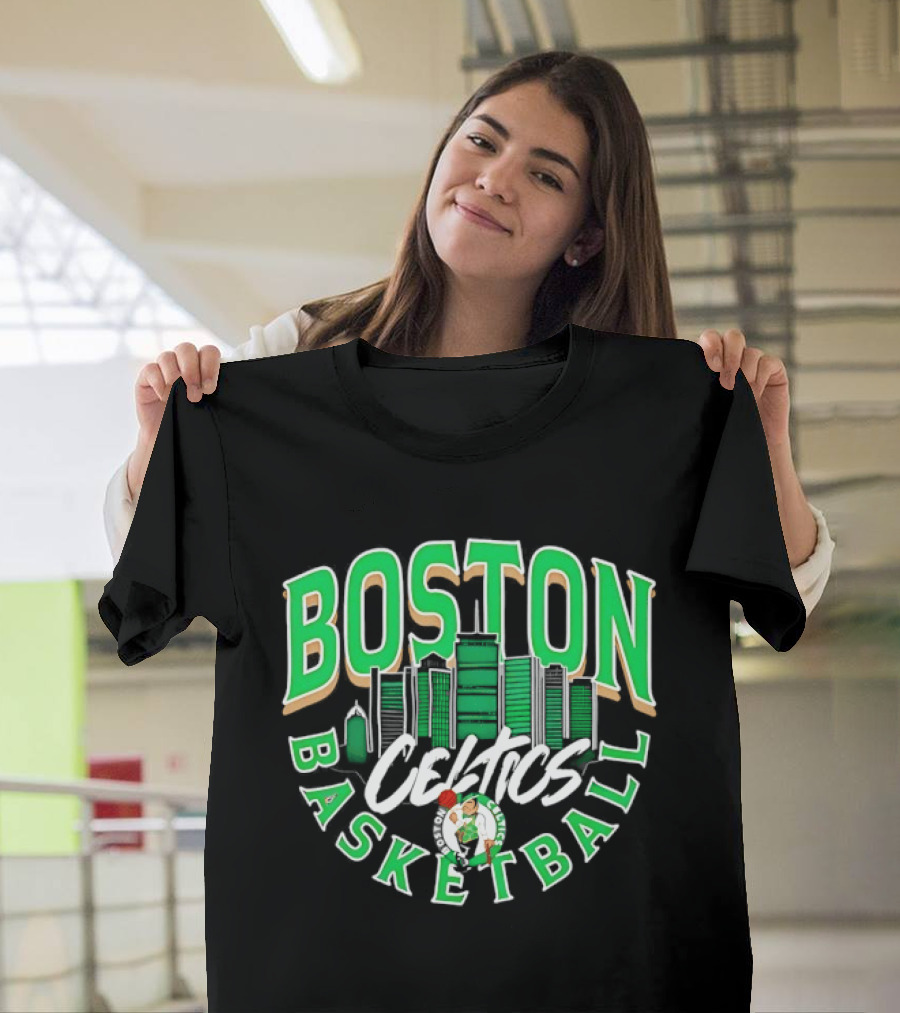 Boston Celtics Basketball City Skyline T-Shirt