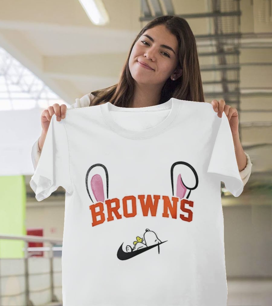 Cleveland Browns Peanuts Snoopy Woodstock Easter T-Shirt