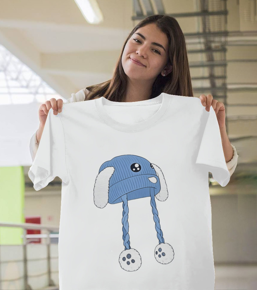 Liam Ramos Cute Kawaii Bunny Ears Blue Winter Hat T-Shirt