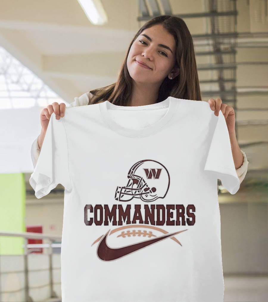 Washington Commanders Football Helmet Nike Swoosh T-Shirt