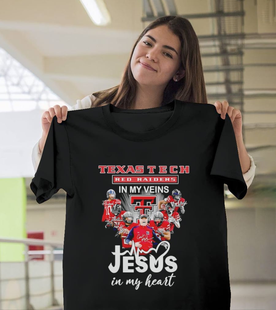 Texas Tech Red Raiders In My Veins Jesus In My Heart T-Shirt