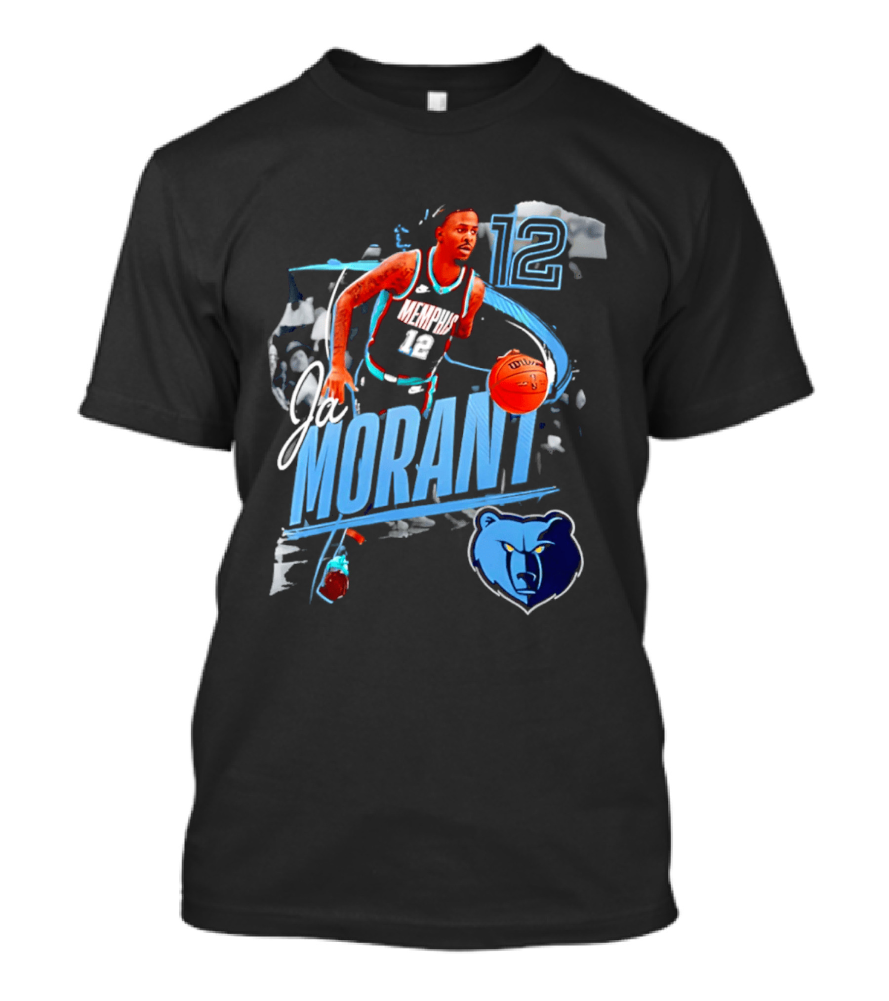 Ja Morant Memphis Grizzlies Number 12 Basketball Player Action T-Shirt