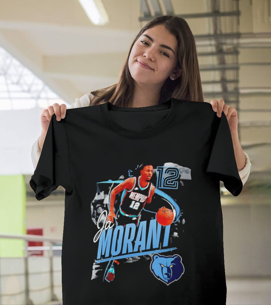 Ja Morant Memphis Grizzlies Number 12 Basketball Player Action T-Shirt