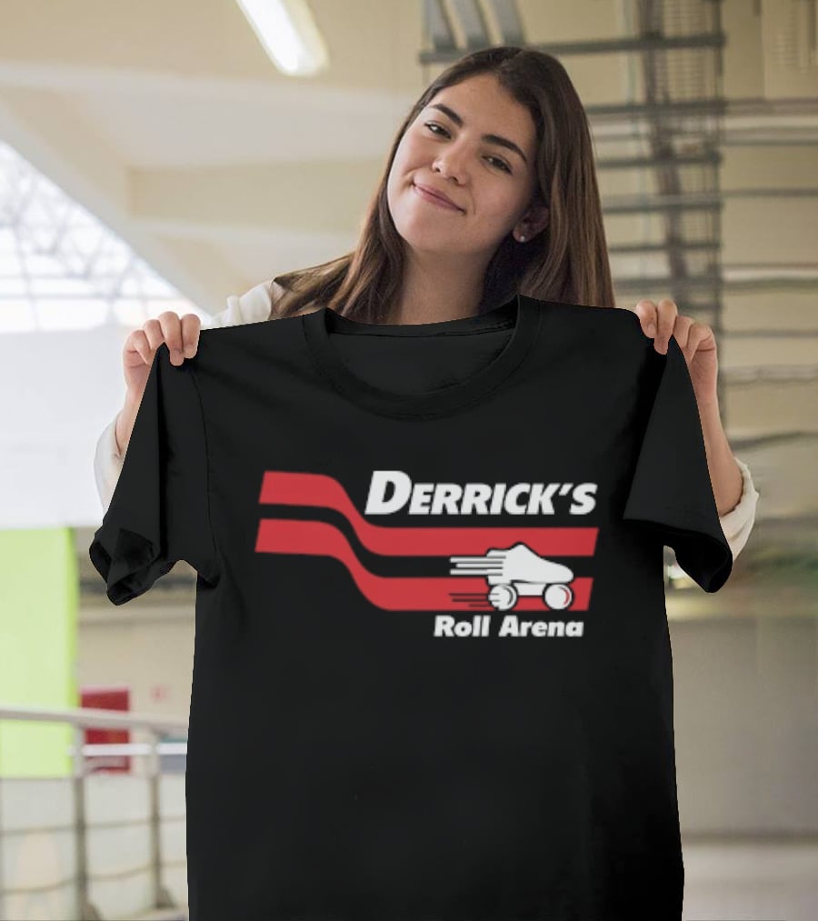 Derrick's Roll Arena Retro Skating Rink Neon Roller Skate T-Shirt