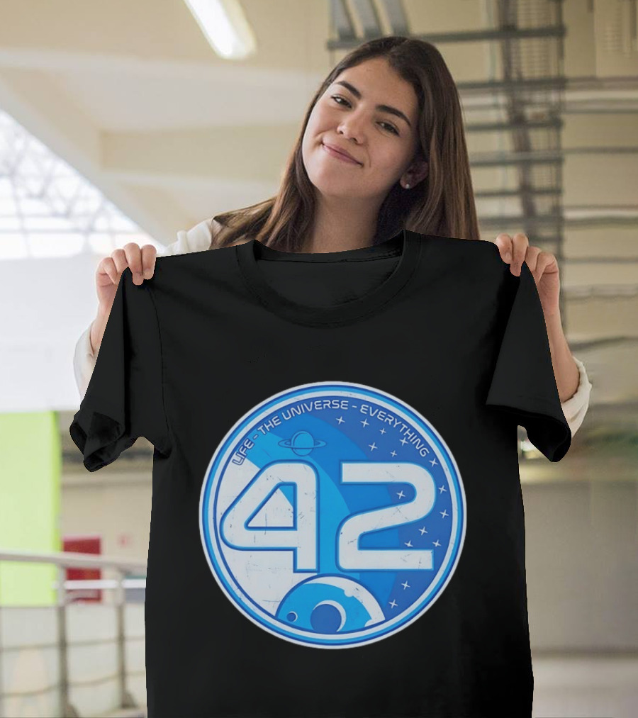 Life The Universe Everything 42 Planet And Stars Iconic Number T-Shirt