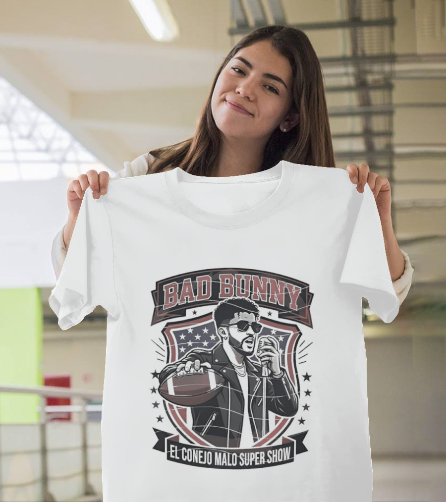 Bad Bunny El Conejo Malo Super Show Football Singer T-Shirt
