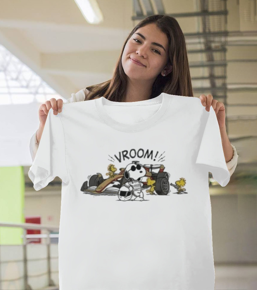 Snoopy Woodstock Peanuts VROOM F1 Racing Cadillac Team Collaboration T-Shirt