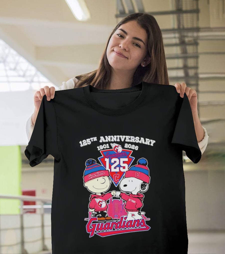 Charlie Brown Snoopy 125th Anniversary Cleveland Guardians Go Tribe T-Shirt