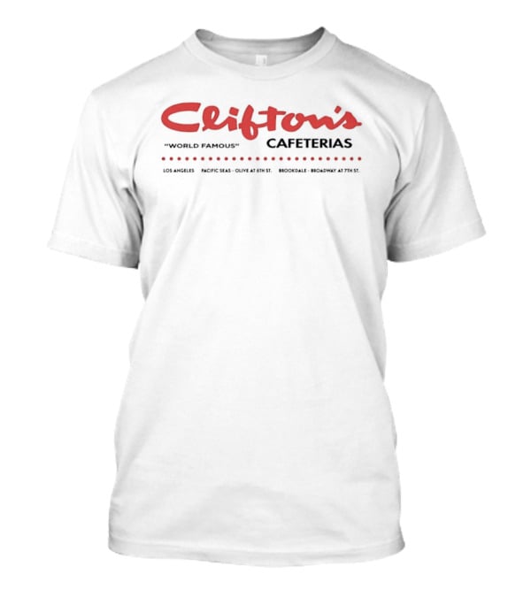 Clifton's World Famous Cafeterias Los Angeles California Retro Vintage Style Red T-Shirt